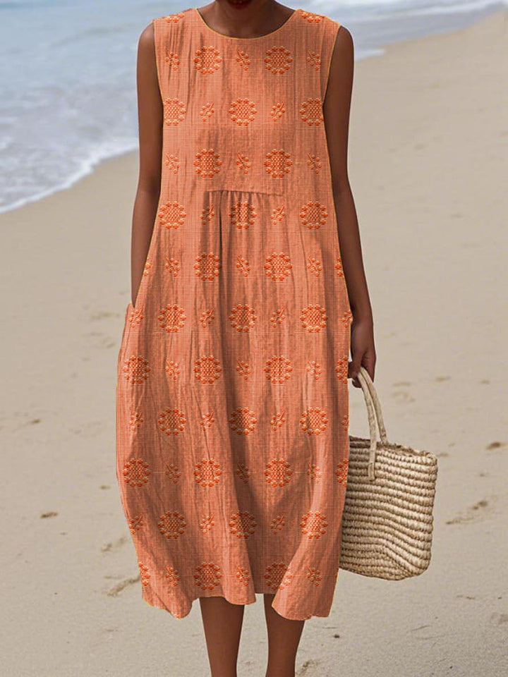 Aikaterini | Elegant Sleeveless Cotton Pocket Dress