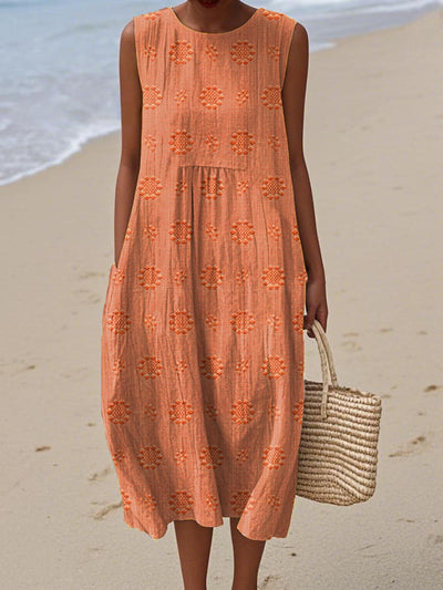Aikaterini | Elegant Sleeveless Cotton Pocket Dress