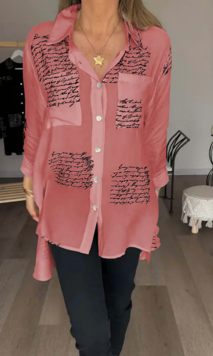 The Maika | Letter Print Lapal Shirt