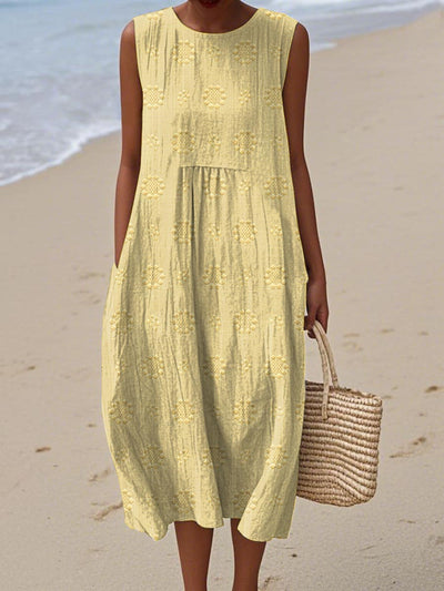 Aikaterini | Elegant Sleeveless Cotton Pocket Dress