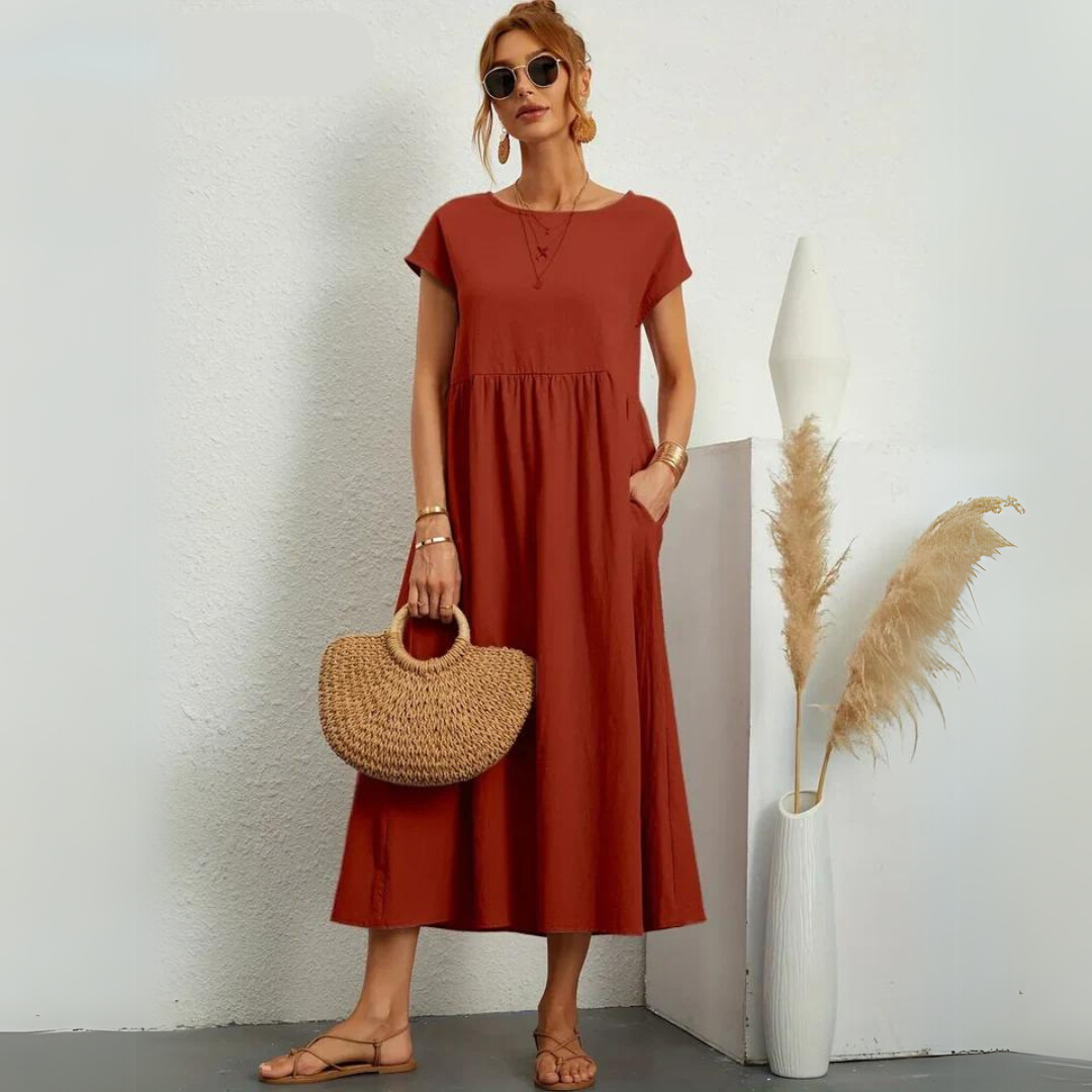 Isla | 100% Pure Cotton Casual Midi Dress