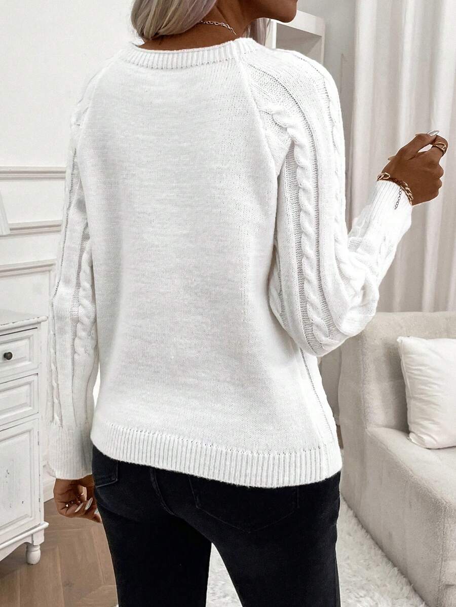 Clara | Ladies’ Button-Detail Cable Knit Jumper