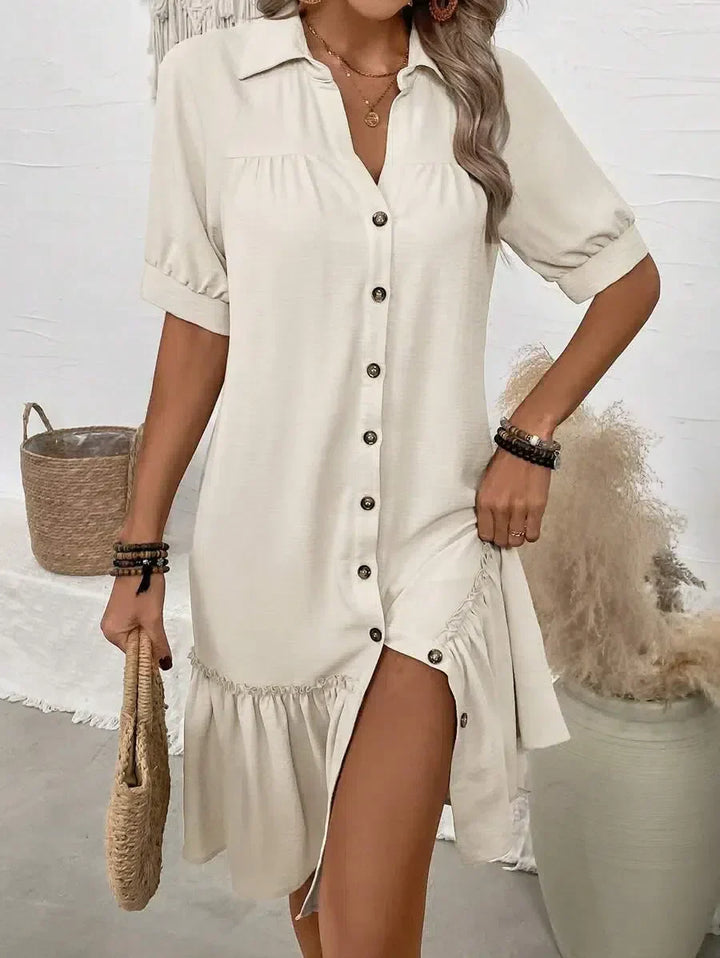 Aliya | Button-Down Ruffle Hem Dress