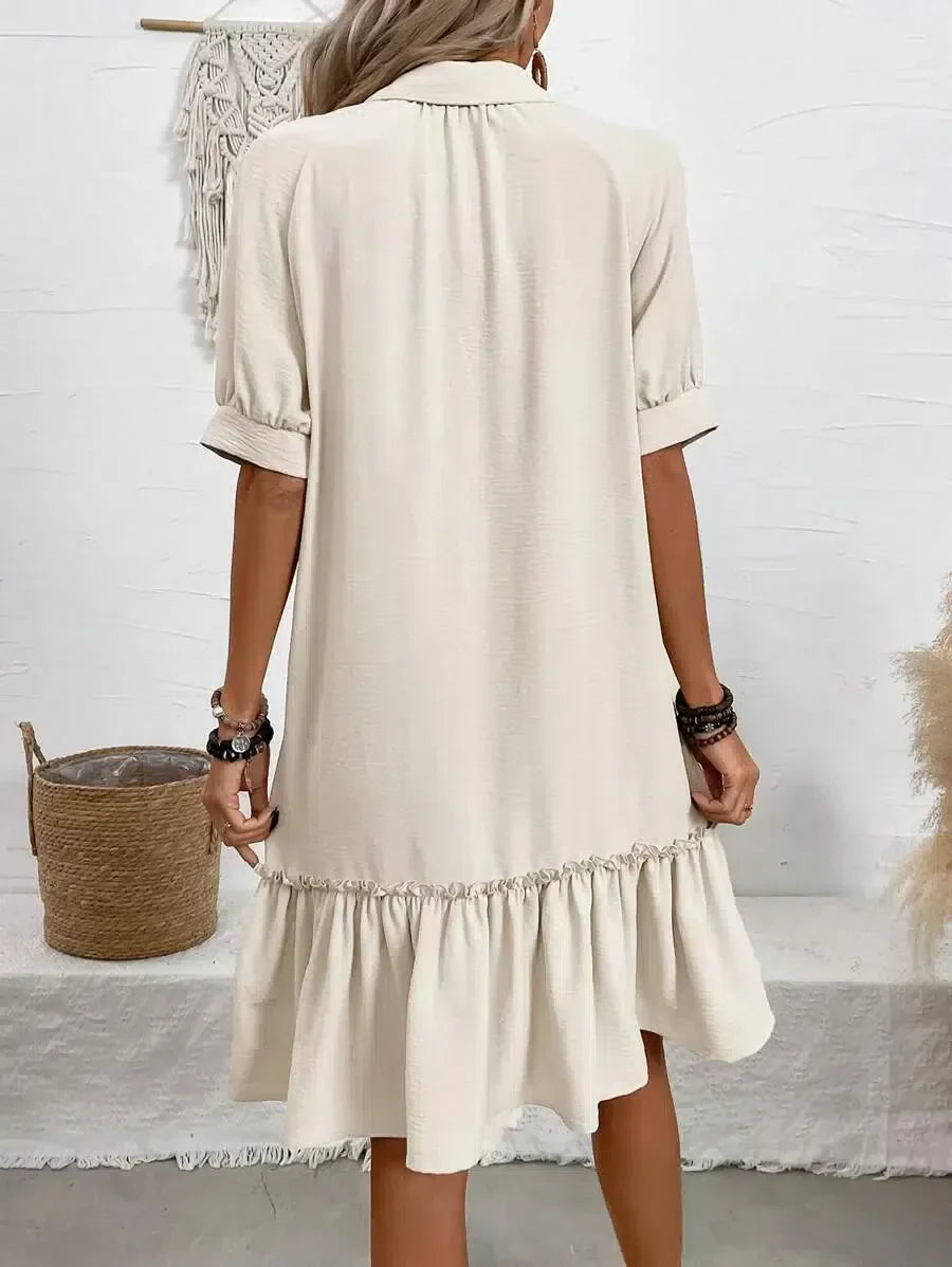 Aliya | Button-Down Ruffle Hem Dress
