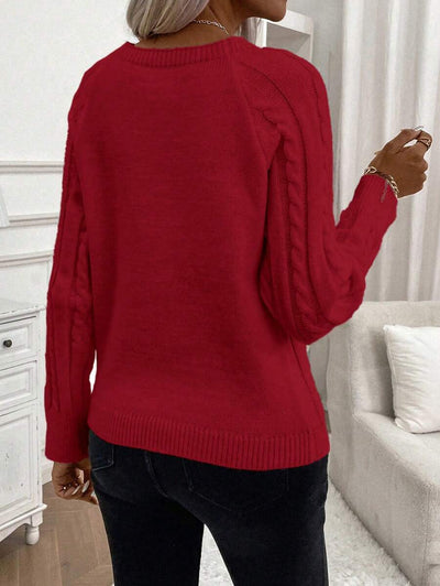 Clara | Ladies’ Button-Detail Cable Knit Jumper