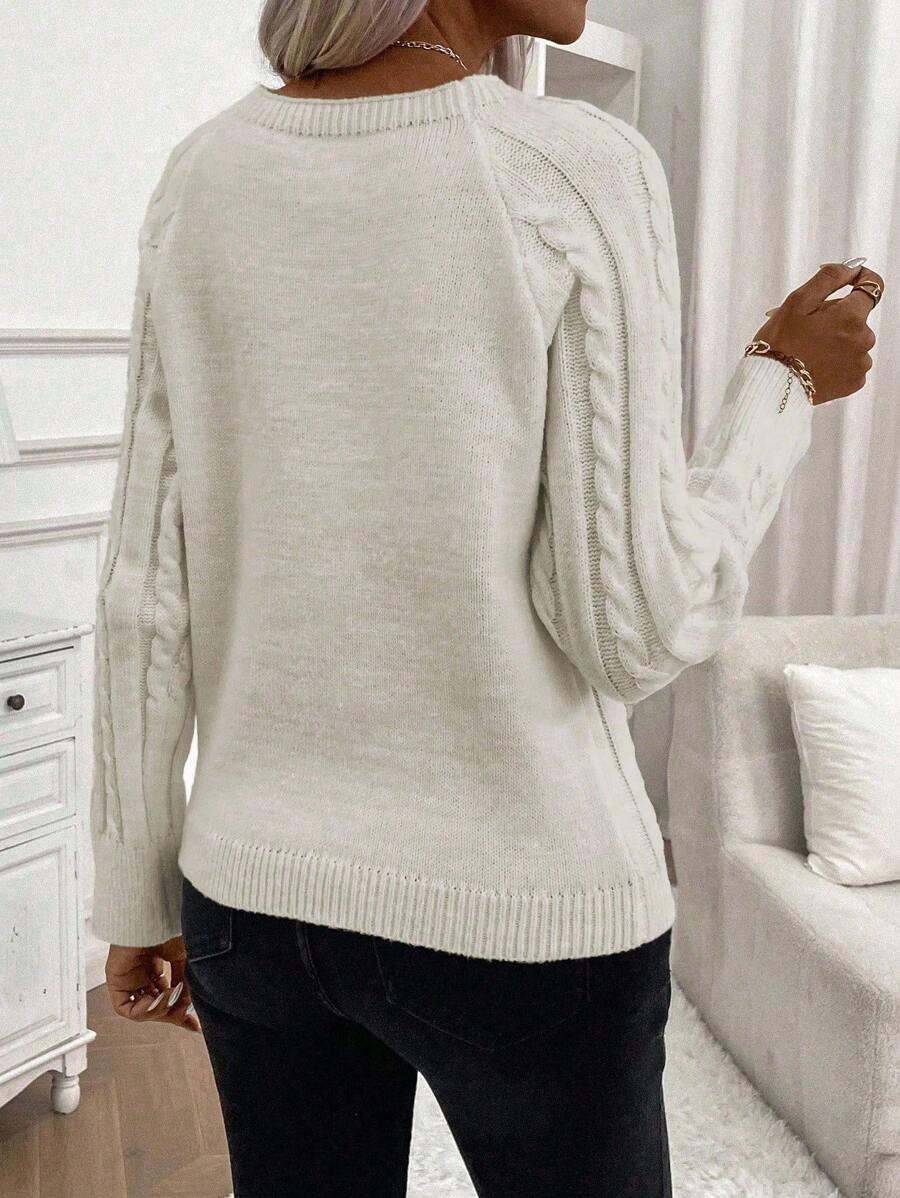 Clara | Ladies’ Button-Detail Cable Knit Jumper