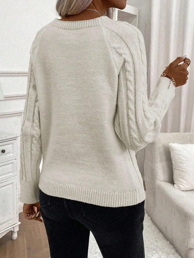 Clara | Ladies’ Button-Detail Cable Knit Jumper