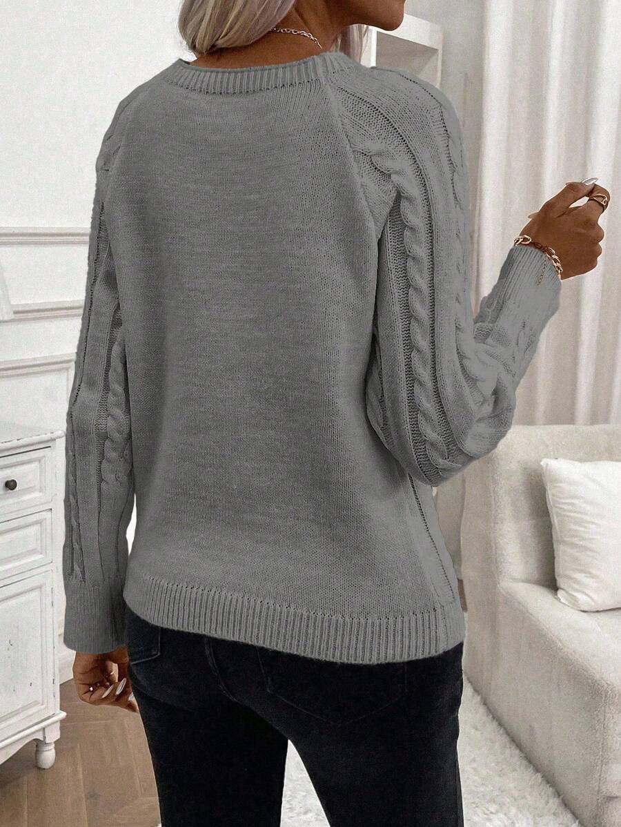 Clara | Ladies’ Button-Detail Cable Knit Jumper