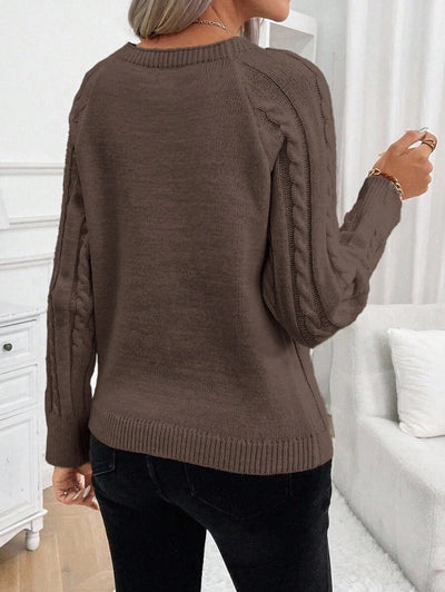 Clara | Ladies’ Button-Detail Cable Knit Jumper
