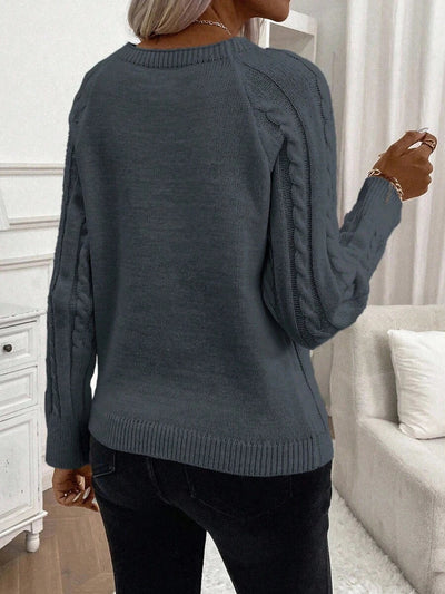 Clara | Ladies’ Button-Detail Cable Knit Jumper