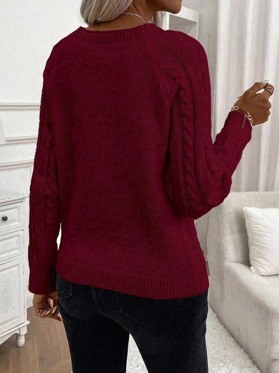 Clara | Ladies’ Button-Detail Cable Knit Jumper