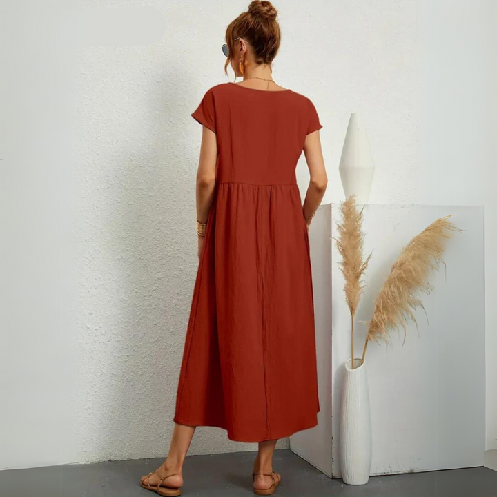 Isla | 100% Pure Cotton Casual Midi Dress