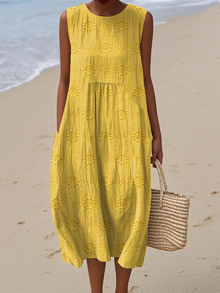 Aikaterini | Elegant Sleeveless Cotton Pocket Dress