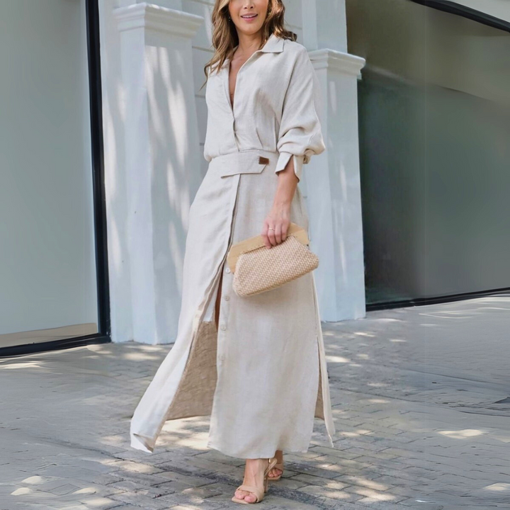 Jeanette™ | Elegant maxi-dress with V-neck