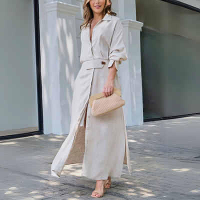 Jeanette™ | Elegant maxi-dress with V-neck