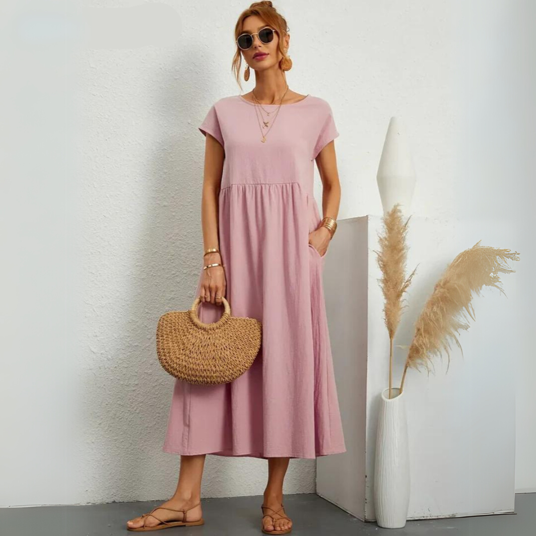 Isla | 100% Pure Cotton Casual Midi Dress