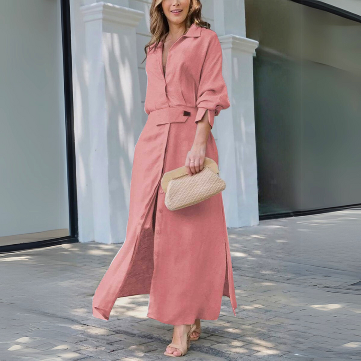 Jeanette™ | Elegant maxi-dress with V-neck