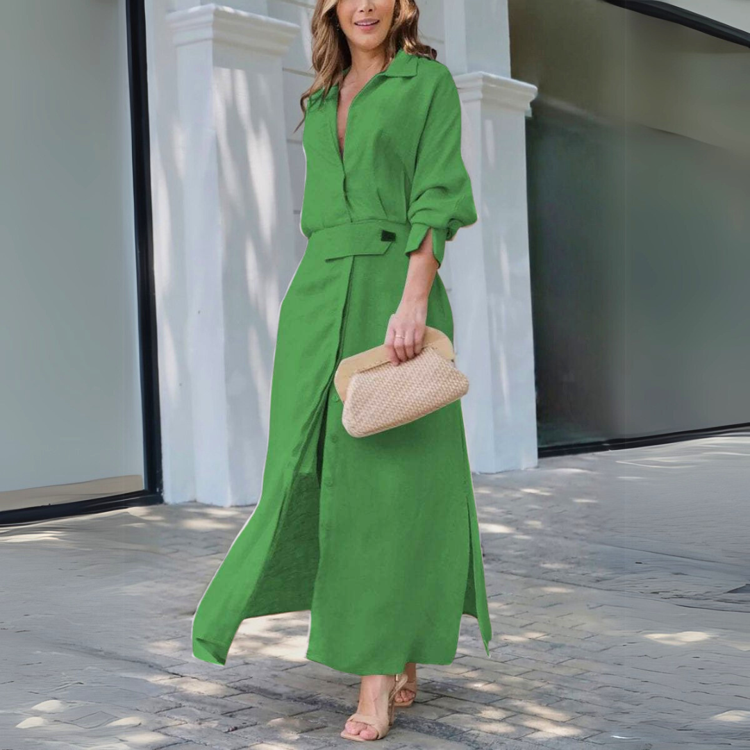 Jeanette™ | Elegant maxi-dress with V-neck