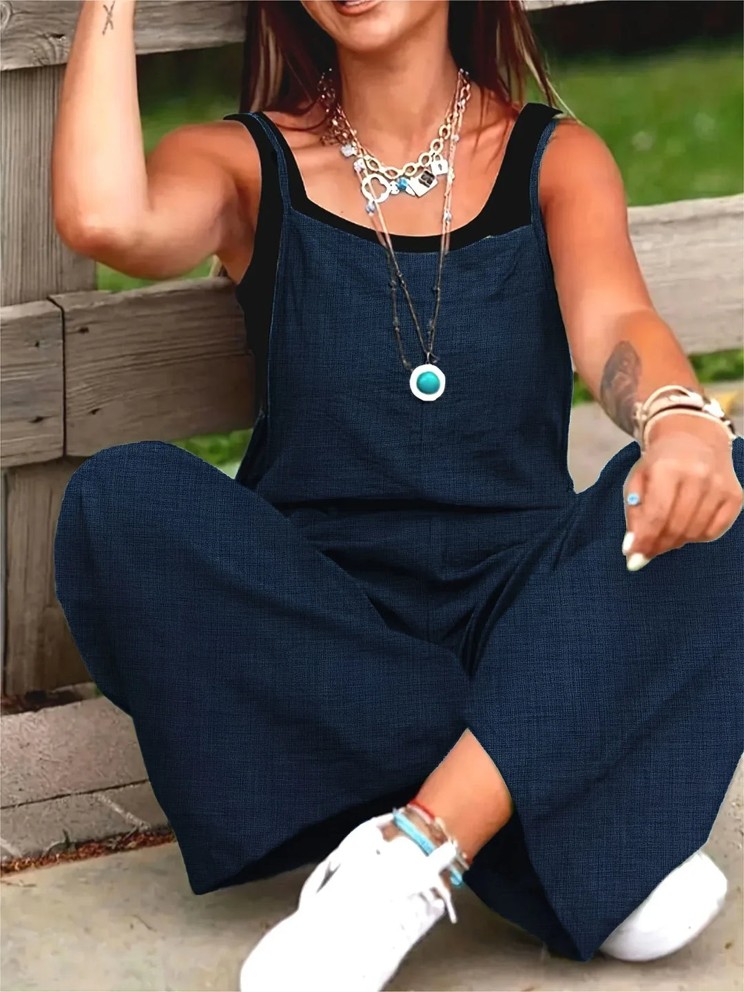 Annia | Casual Wide Leg Overalls With Pockets