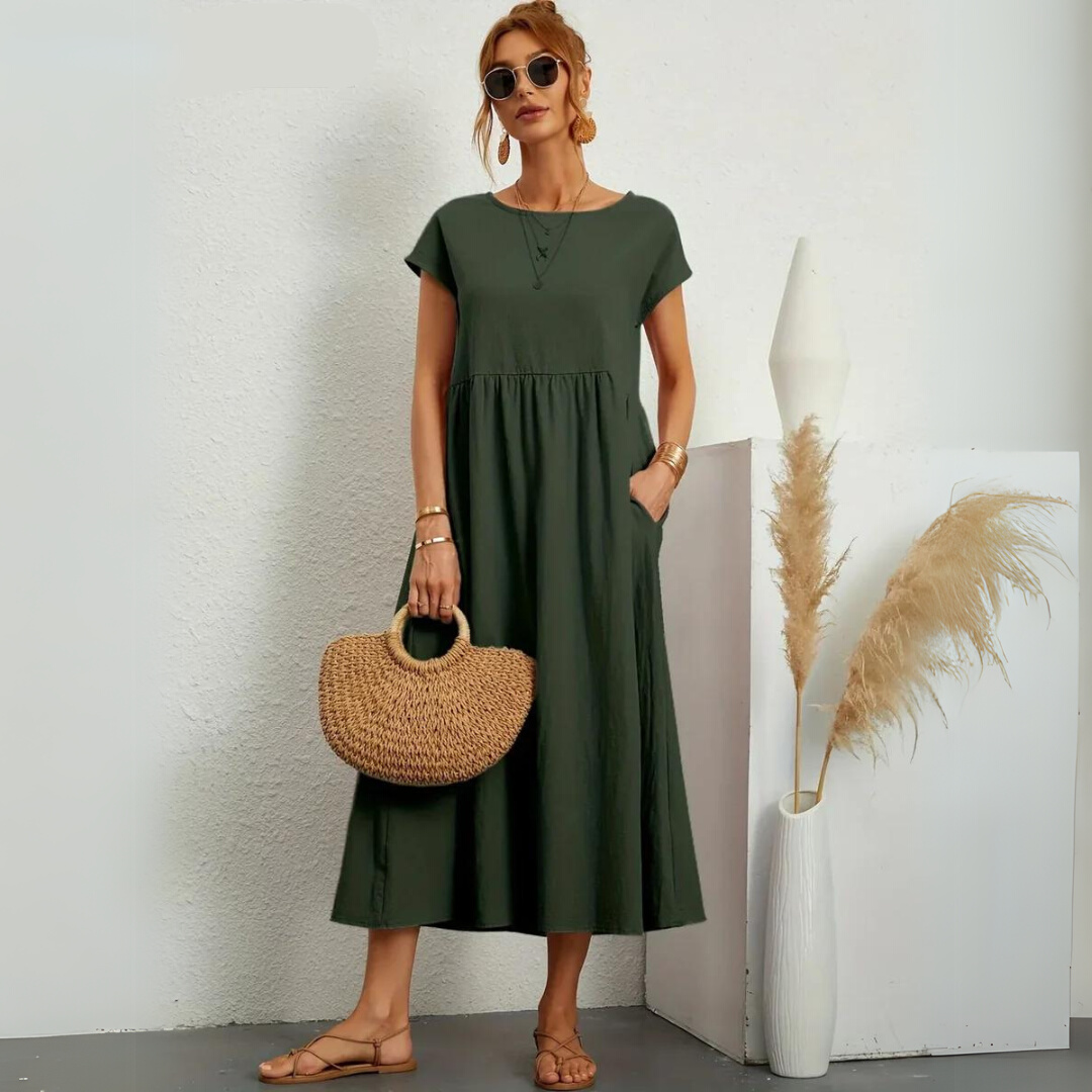 Isla | 100% Pure Cotton Casual Midi Dress