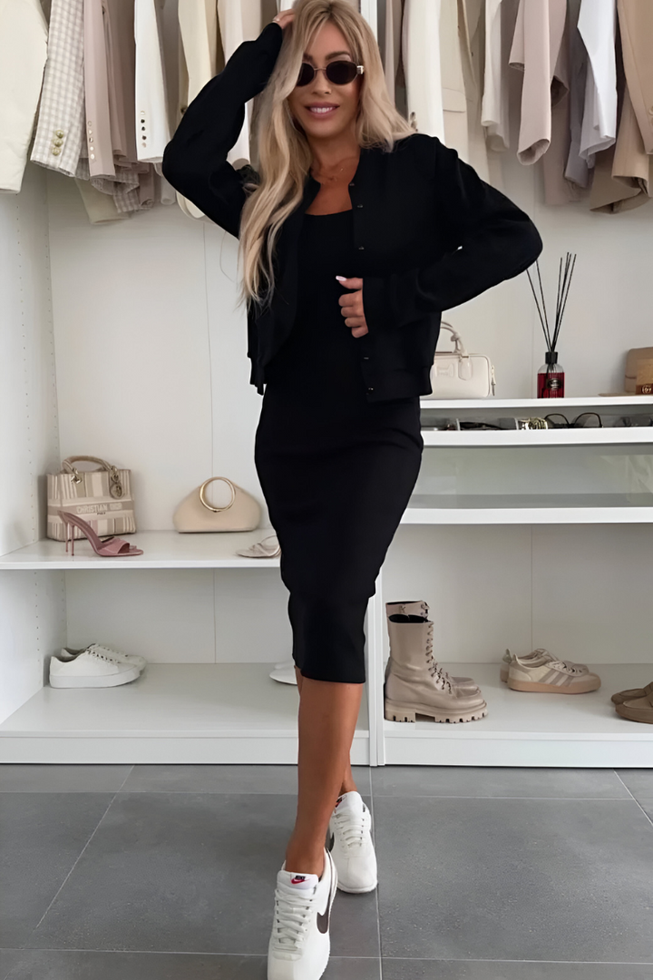Manon™ | Comfortable Midi Dress & Vest Set
