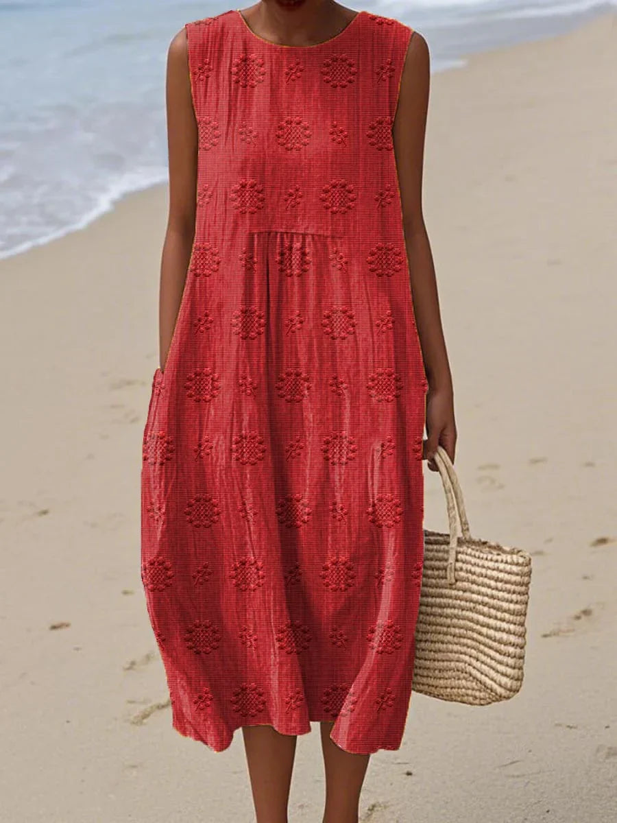 Aikaterini | Elegant Sleeveless Cotton Pocket Dress