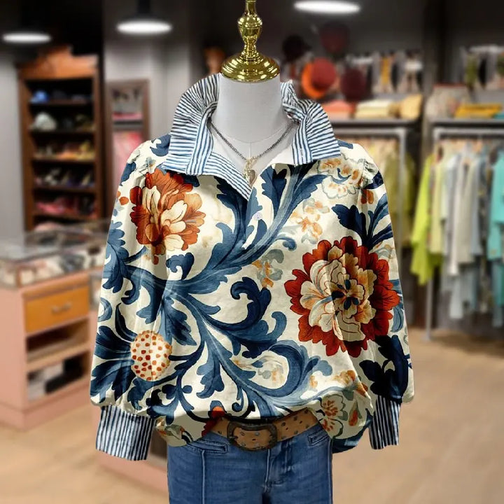 Serenity™ | Classy Vintage Floral Printed Blouse