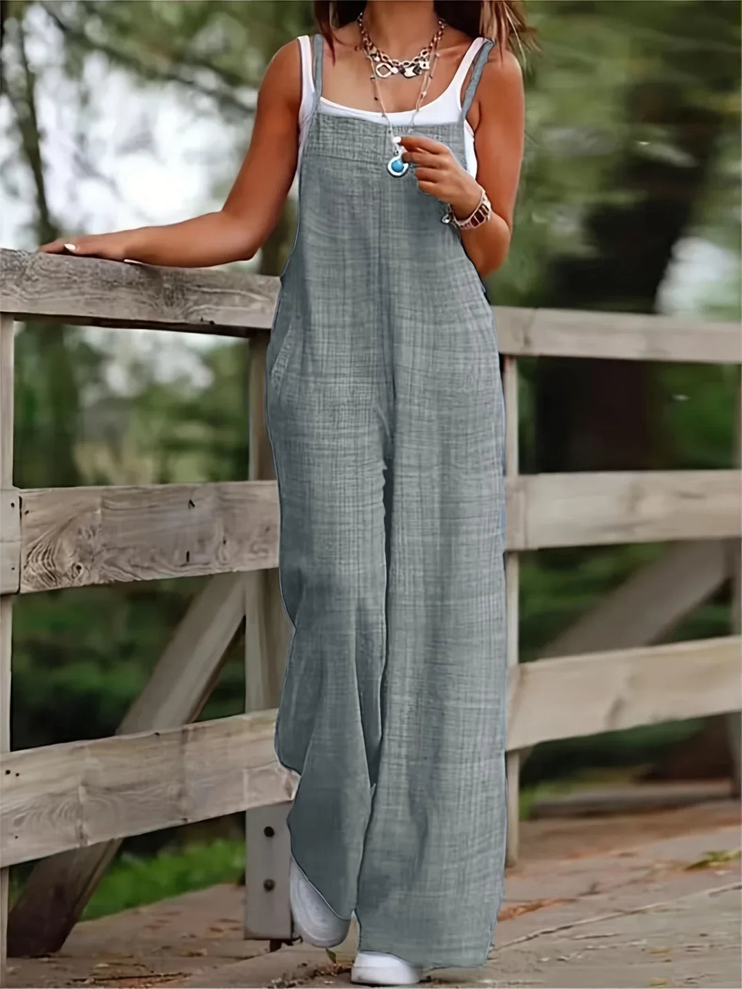Annia | Casual Wide Leg Overalls With Pockets