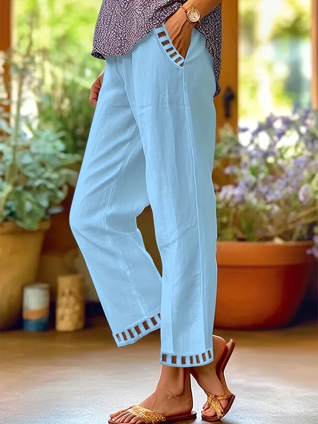 Tracey | Contrast Trim Cropped Pants