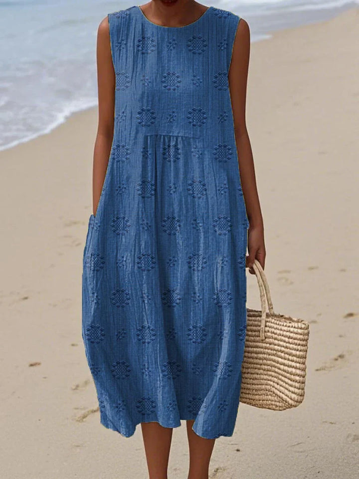 Aikaterini | Elegant Sleeveless Cotton Pocket Dress