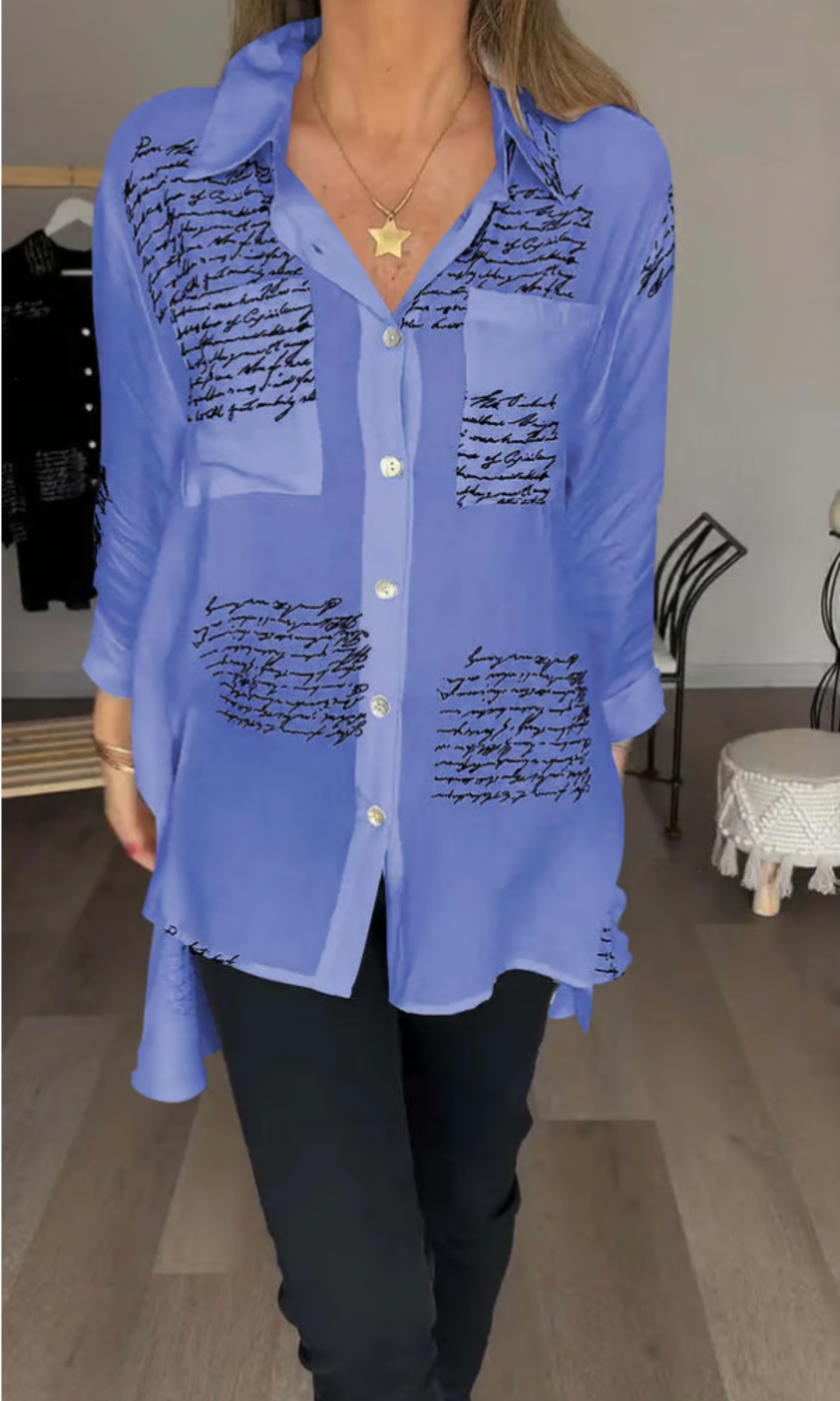 The Maika | Letter Print Lapal Shirt