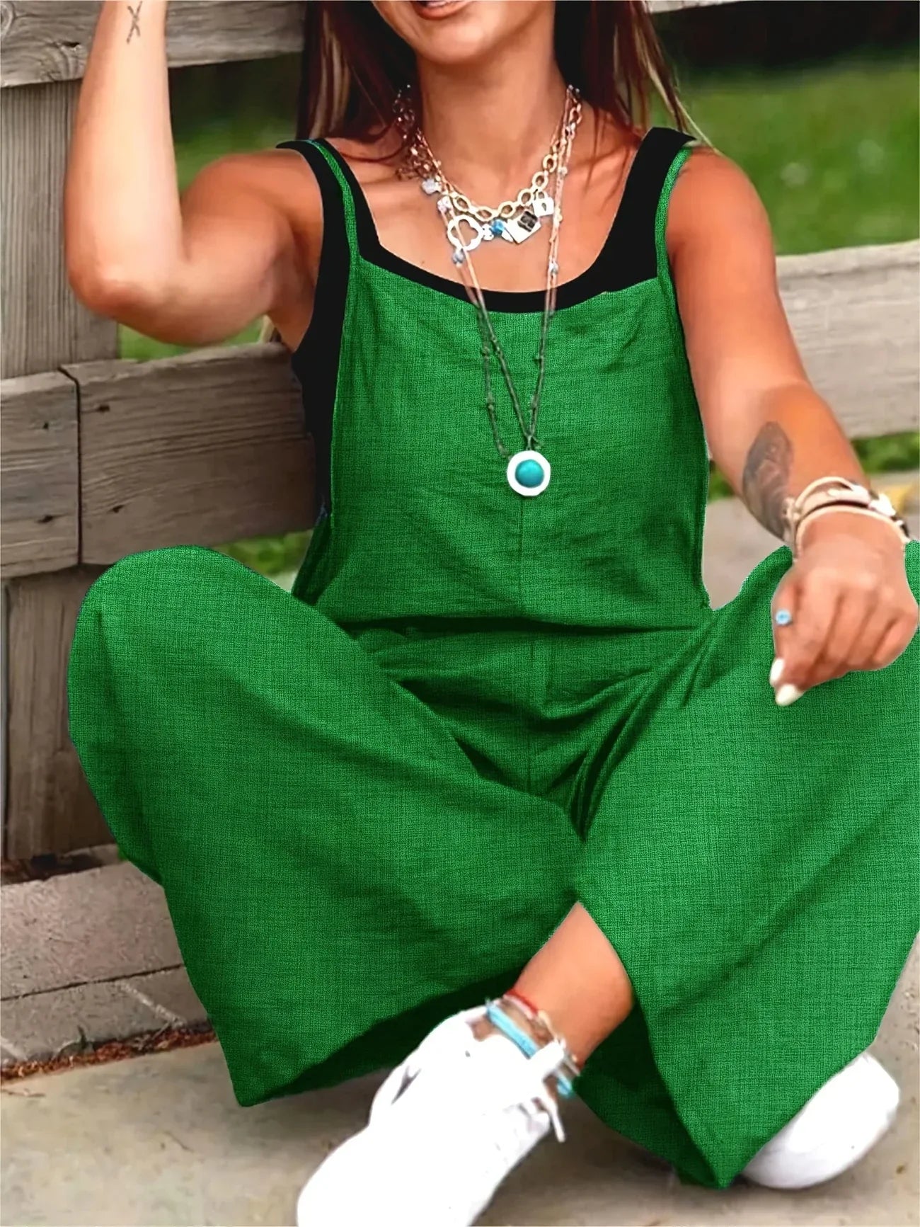 Annia | Casual Wide Leg Overalls With Pockets