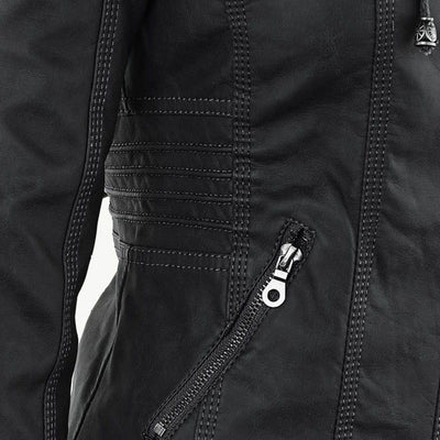 Bellini | Trendy leather jacket with hood
