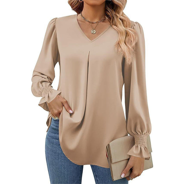 Isaline | Pleated V-Neck Blouse