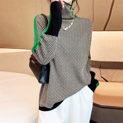Malou™ | Bold Stripe High Neck Sweater