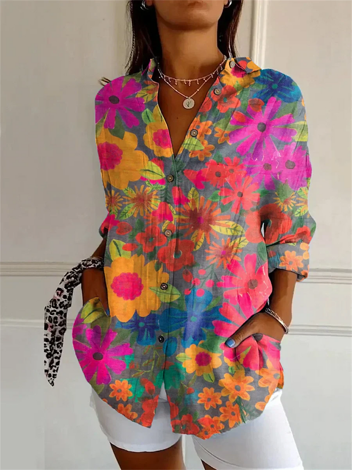Gwen - Elegant Floral Print Blouse