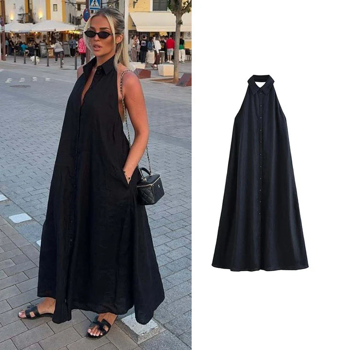 Macy | Halter Neck Vacation Maxi Dress — Effortless Street Chic