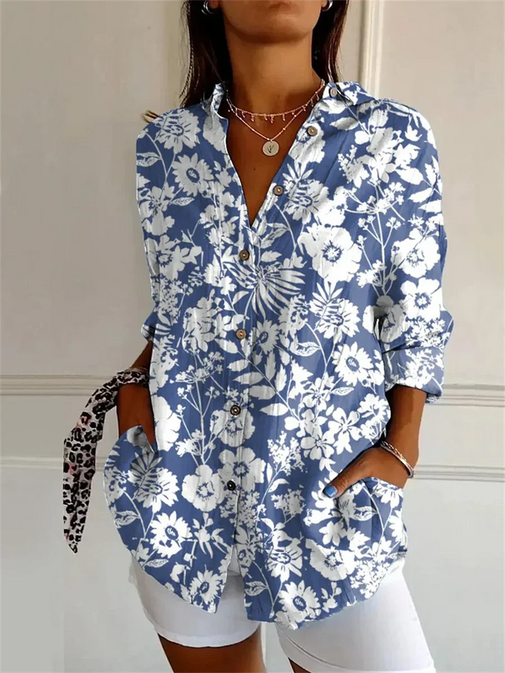 Gwen - Elegant Floral Print Blouse