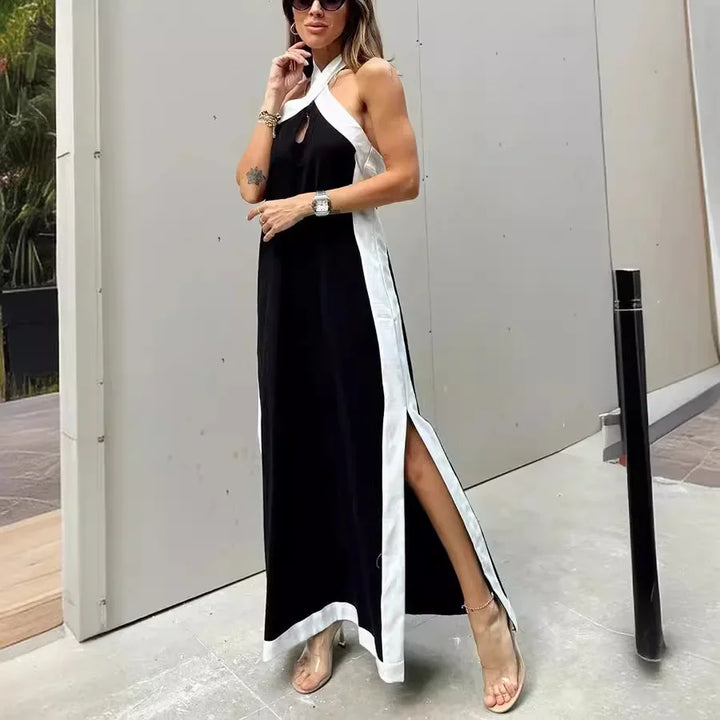 Evi | Linen Halter Dress with Side Split