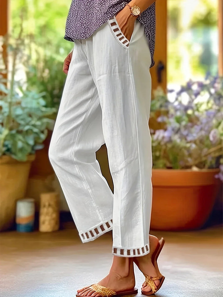 Tracey | Contrast Trim Cropped Pants