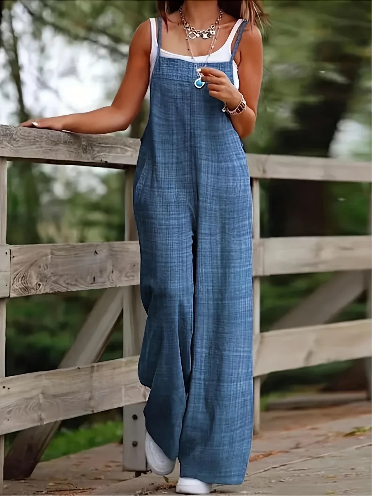 Annia | Casual Wide Leg Overalls With Pockets