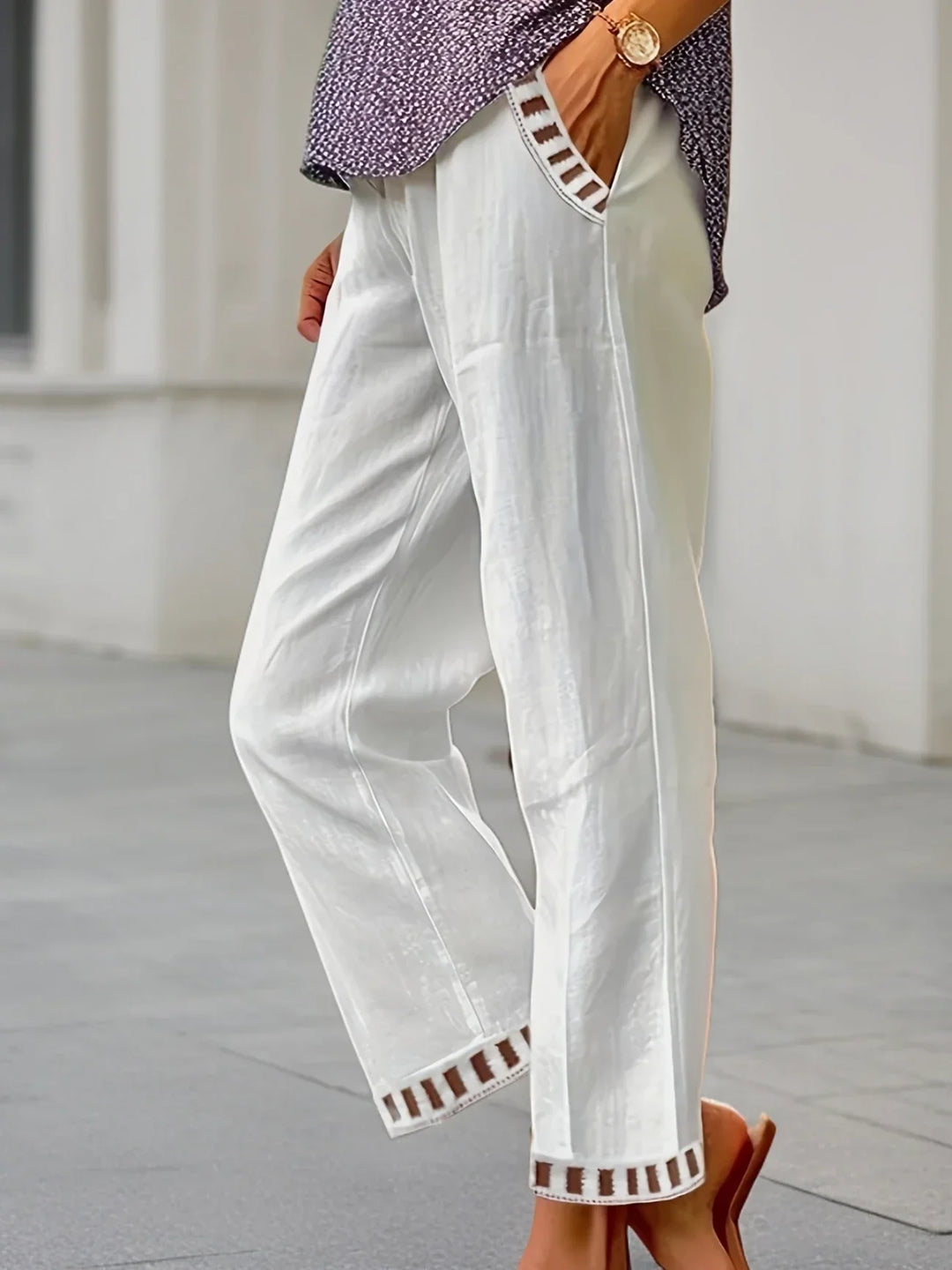 Tracey | Contrast Trim Cropped Pants