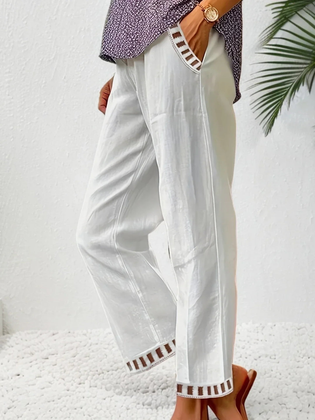 Tracey | Contrast Trim Cropped Pants