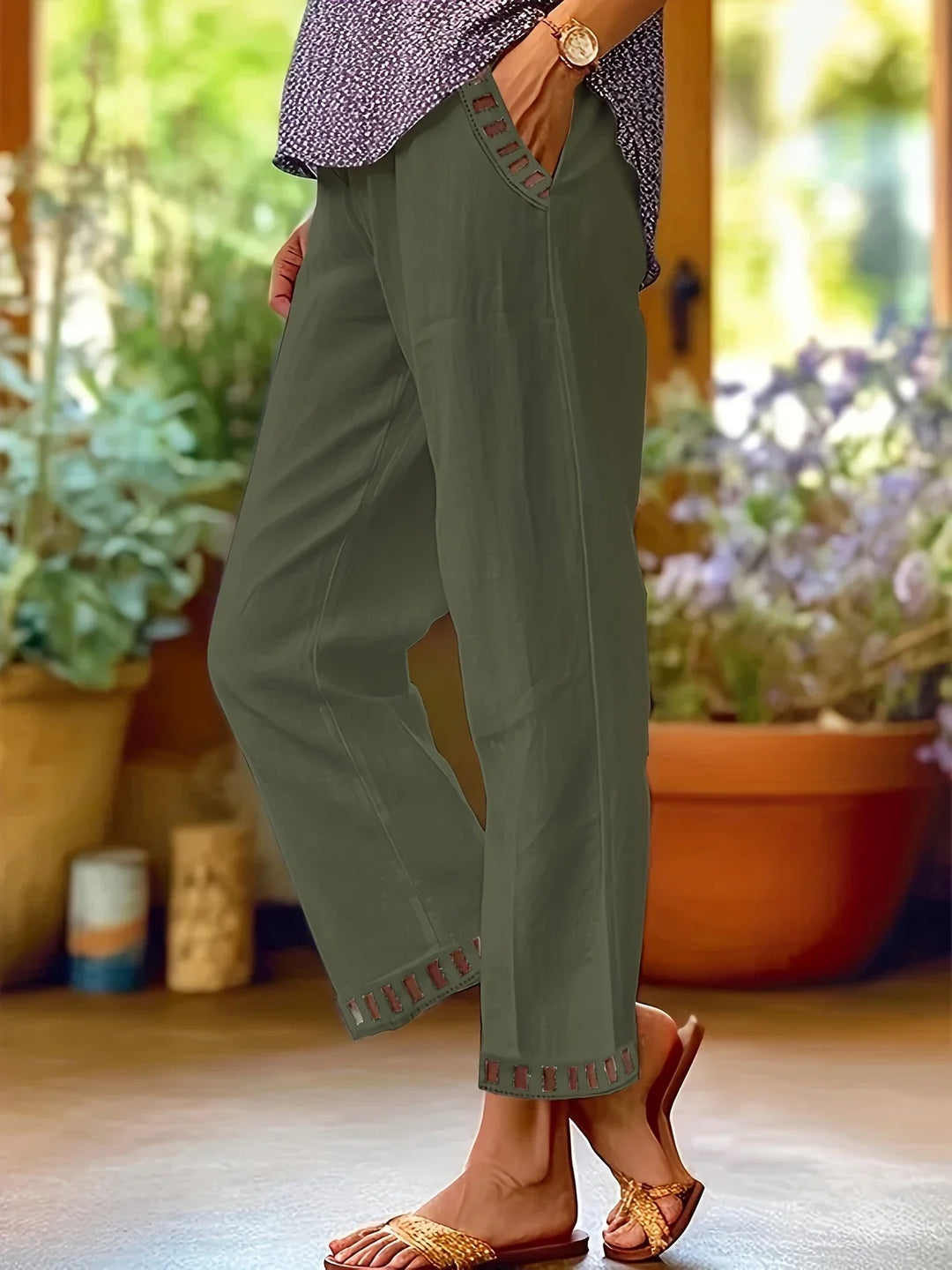 Tracey | Contrast Trim Cropped Pants