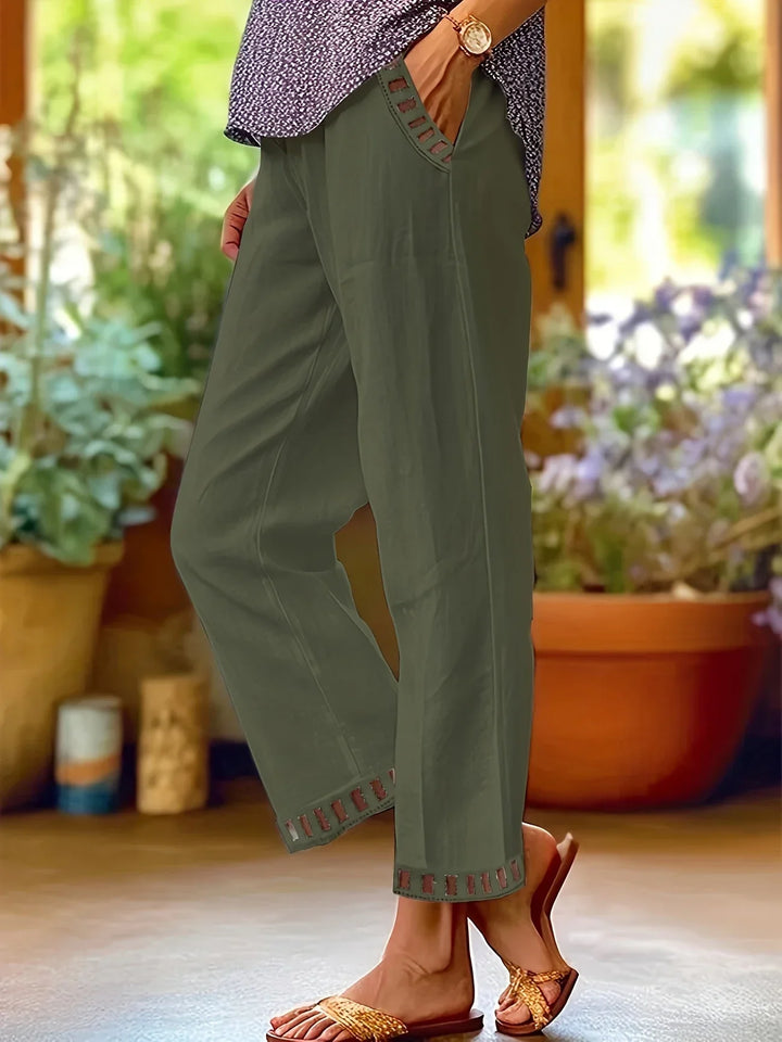 Tracey | Contrast Trim Cropped Pants