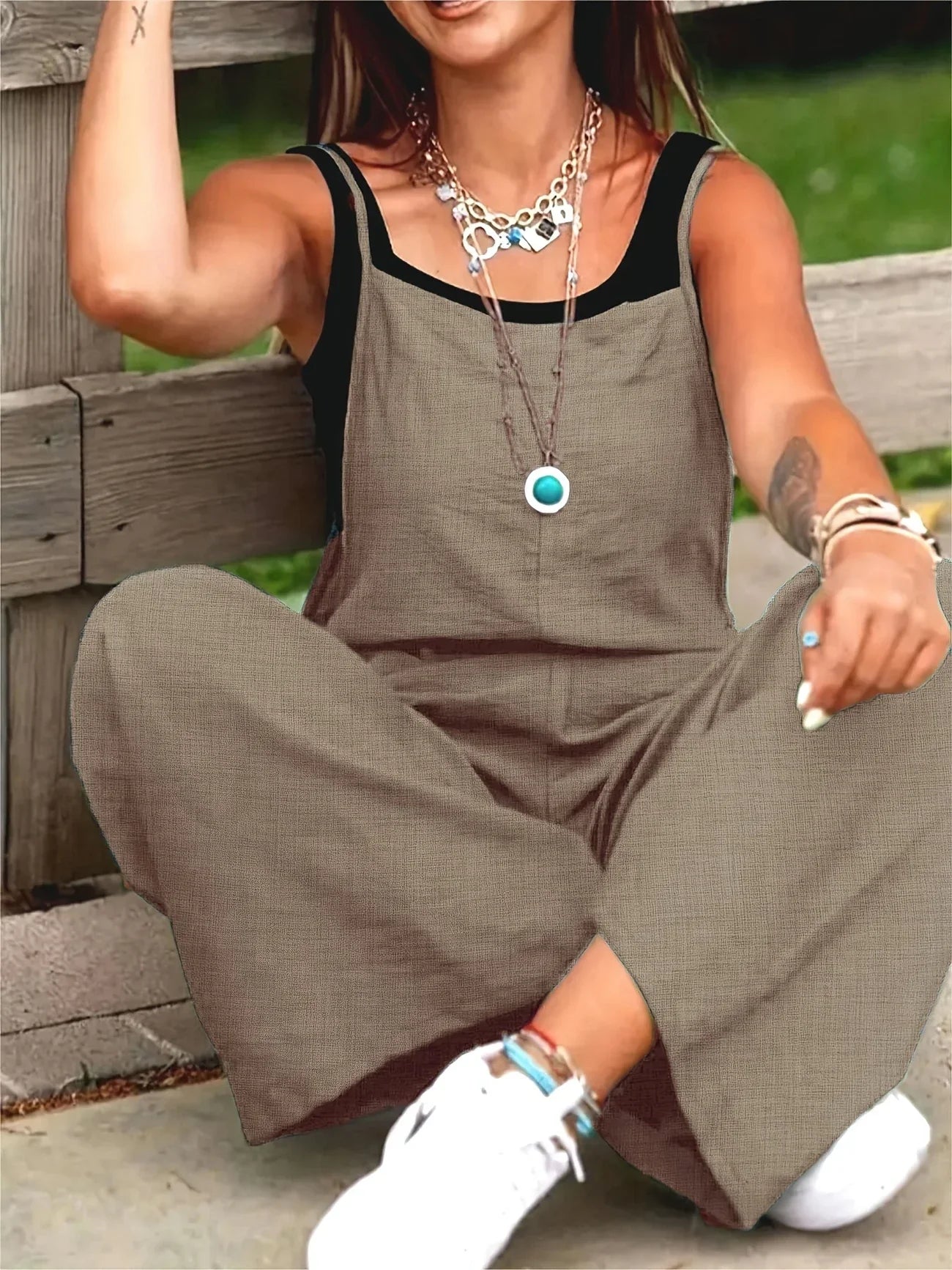 Annia | Casual Wide Leg Overalls With Pockets