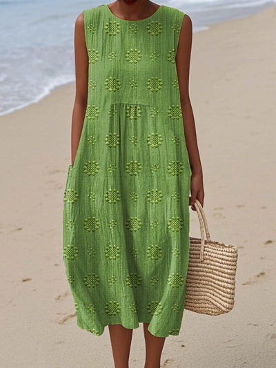 Aikaterini | Elegant Sleeveless Cotton Pocket Dress