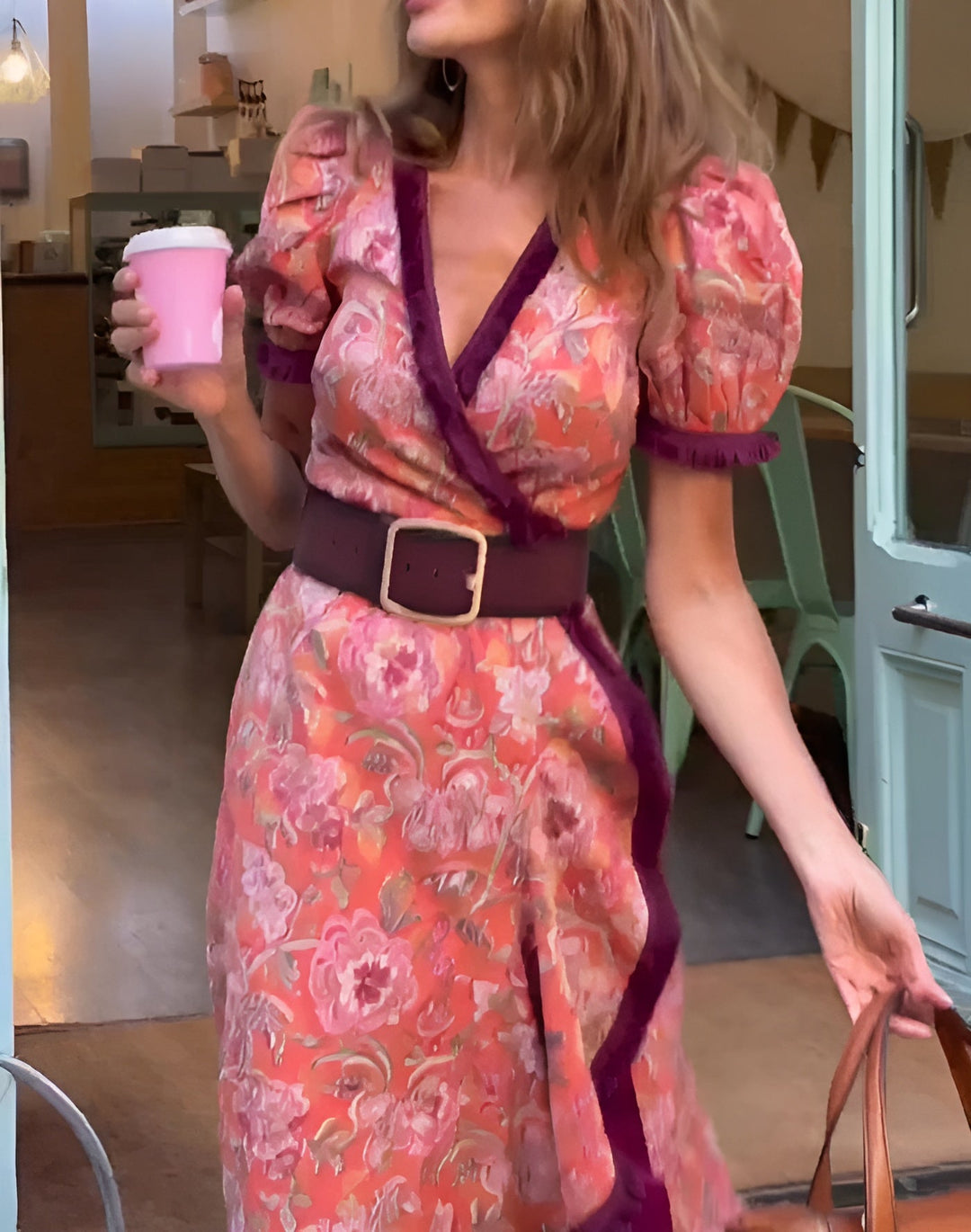 Grace | Elegant Pink Maxi Dress with Short Sleeves
