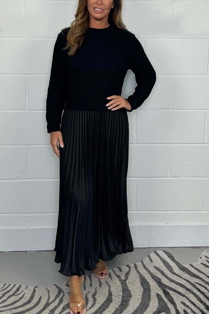 SOPHIA™ | Knit Jumper & Pleated Satin Skirt