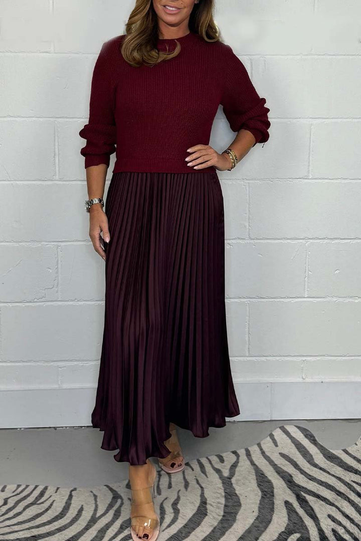 SOPHIA™ | Knit Jumper & Pleated Satin Skirt